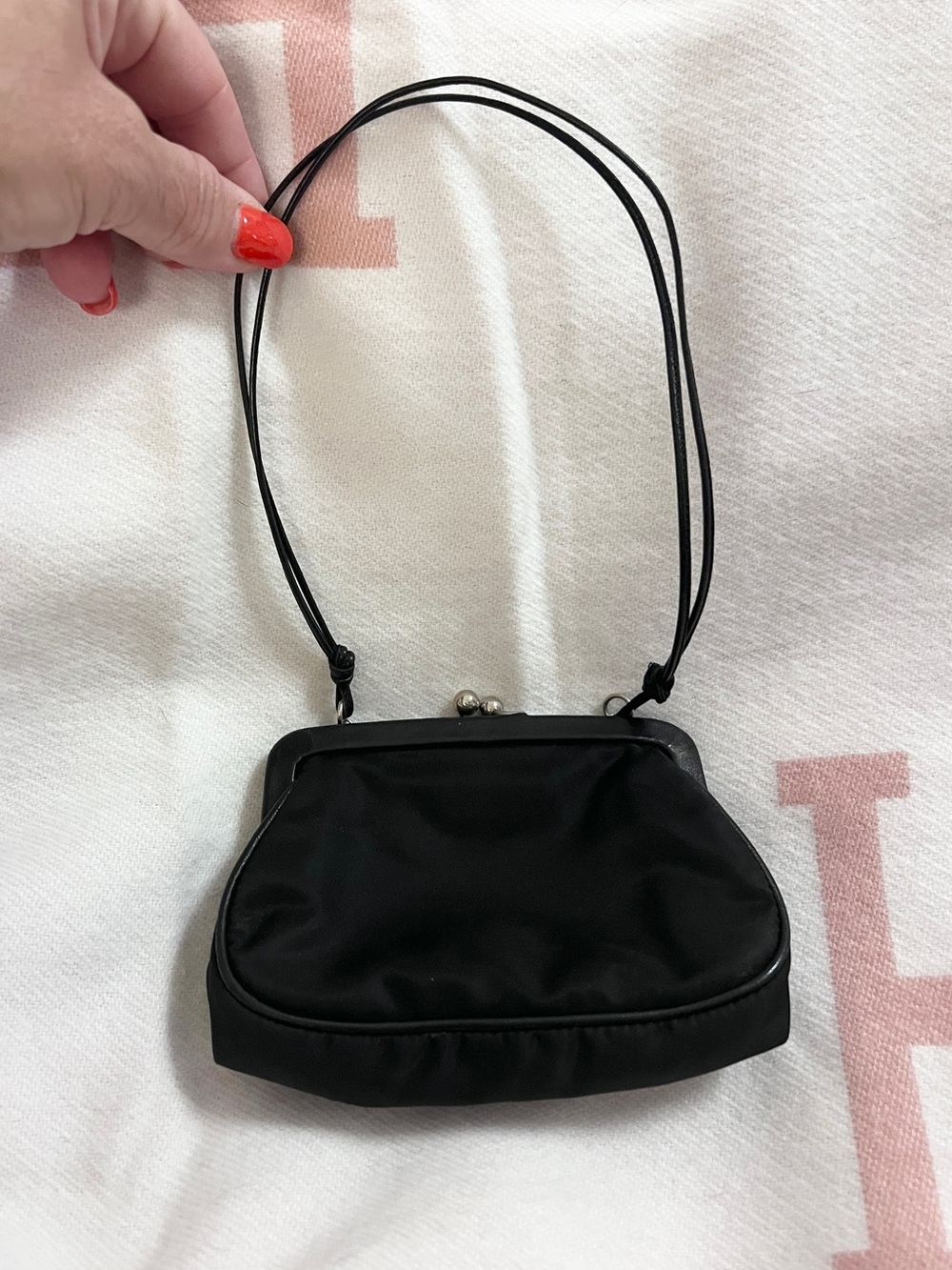 PRADA⭐️Authentic! Black Nylon Mini Frame click-lock mini tote Prada Bag - Picture 6 of 12